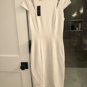 bebe White Cap Sleeve Midi Dress